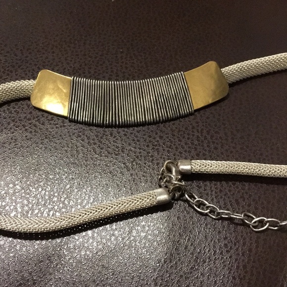 MARJORIE BAER Southwestern Two Tone Silver Gold Mesh Chain Wire Wrapped Pendant - Picture 6 of 10